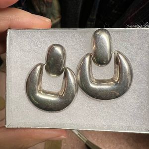 Clip On Sterling Silver Door Knocker Earrings